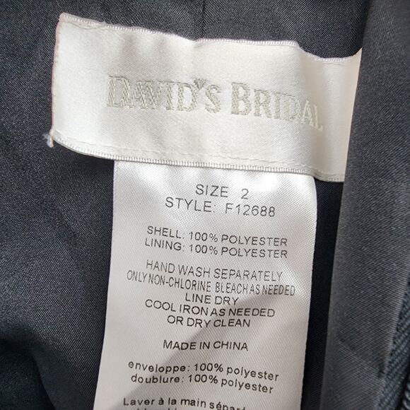 Davids Bridal Soft Crinkle Chiffon Halter Draped Cascade Dress Size 2 Black - Picture 6 of 7